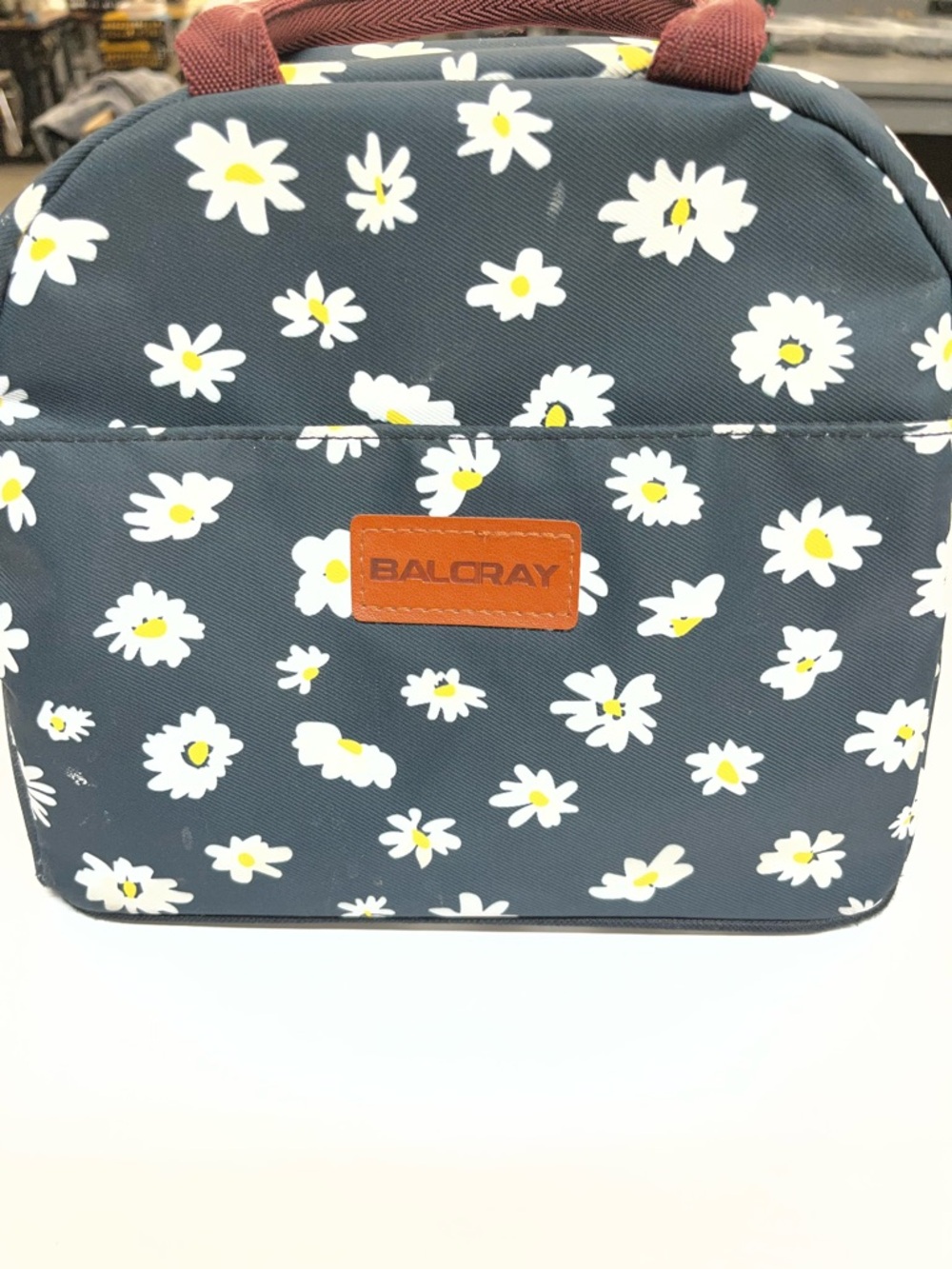 Navy Daisy Insulated Lunch bag with Top Handle